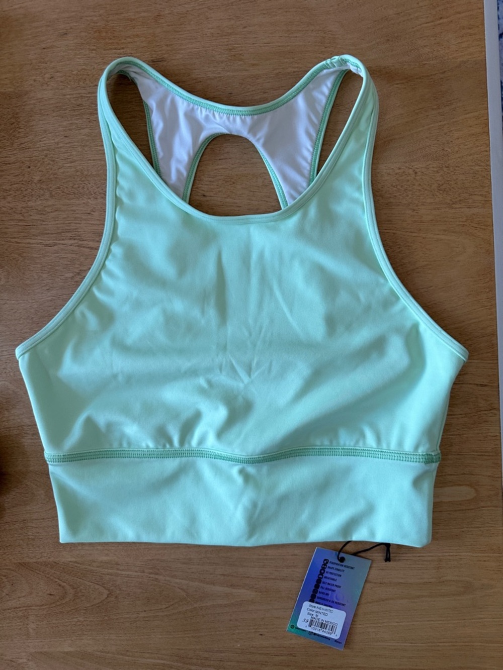 Jolyn Clothing Mint Green Racerback Sports Bra with Keyhole Back